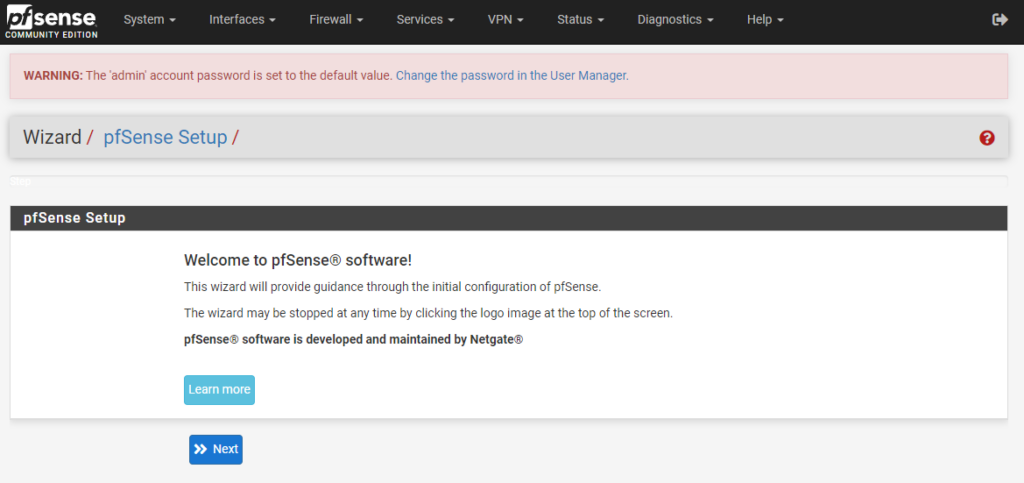 pfsense initial configuration.