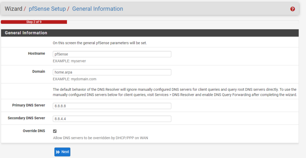 defining the DNS servers to use in pfsense.