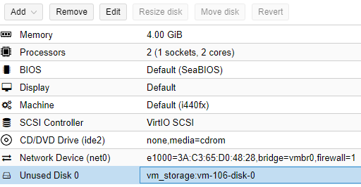 confirming the disk now exists in the vm.