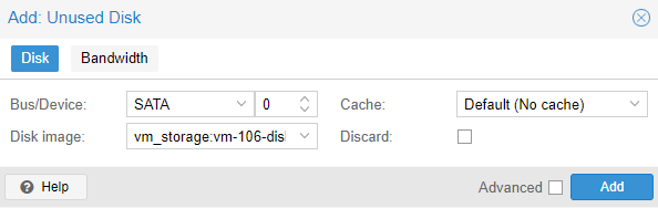 changing the BUS type to SATA.