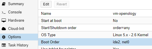editing the boot order in proxmox.