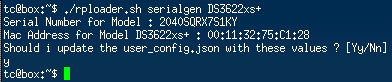 running the command to generate a serial number for xpenology.