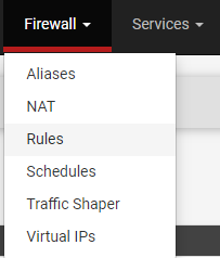 selecting firewall rules in pfsense.