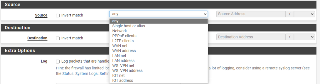 selecting the source where traffic will be coming from.