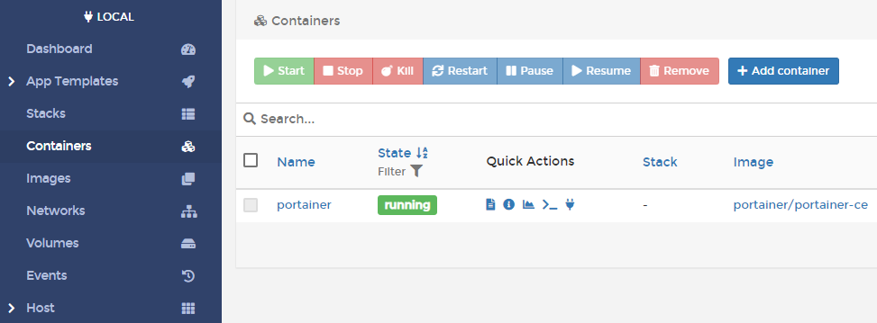 creating the new container for plex.