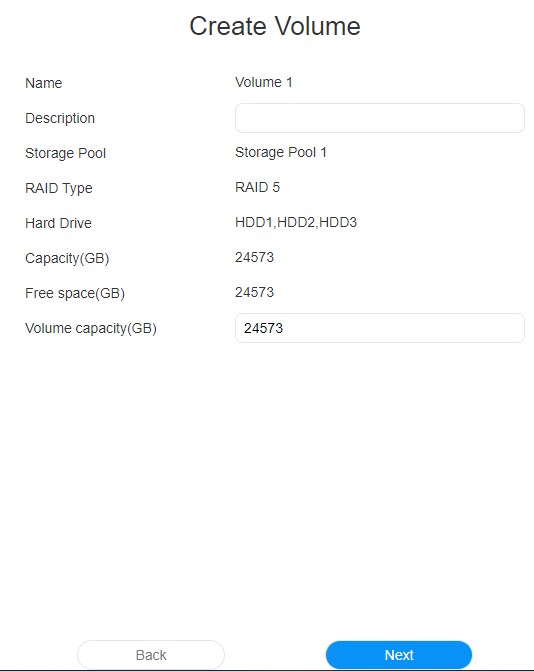 creating a volume in TOS.