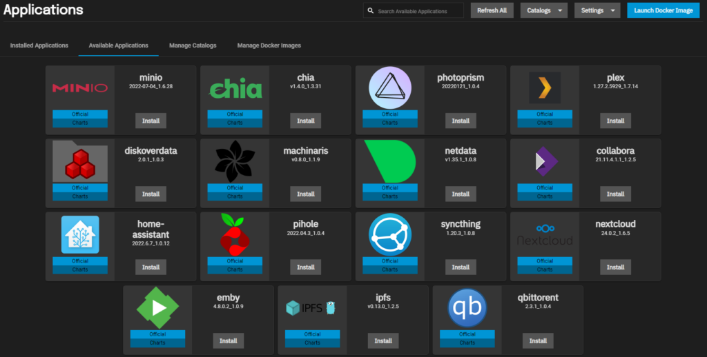 truenas scale applications.