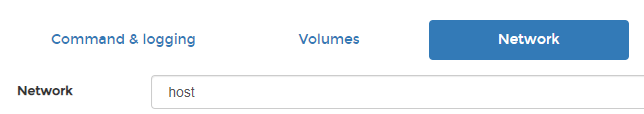 selecting the host network in portainer.