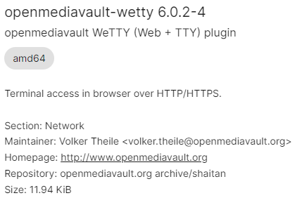 the weTTy package in openmediavault.