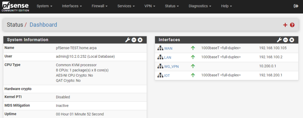 pfSense vs. Ubiquiti (Unifi) - pfsense dashboard.