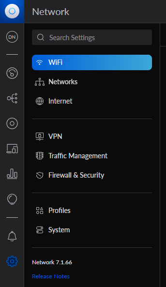 showing the unifi controller settings page.