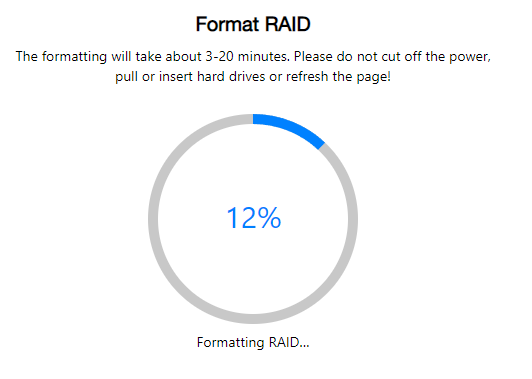 RAID formatting on the hard disks.