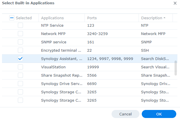 synology assistant firewall rule.