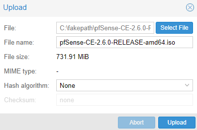 how to install pfsense on proxmox - uploading the pfsense iso image to proxmox.