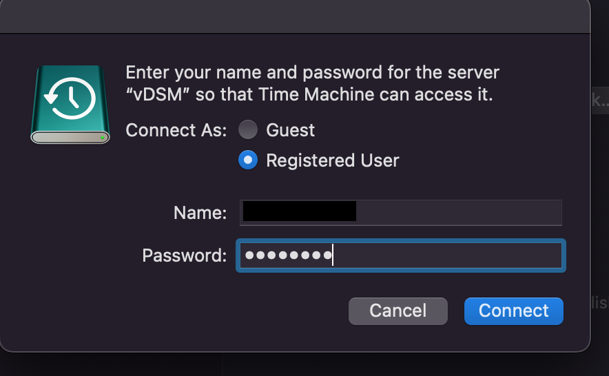 logging in with a dsm user and password.