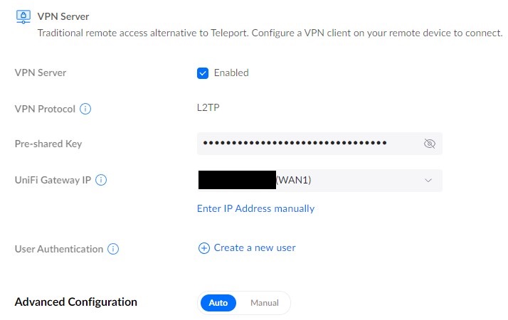 how to set up a vpn server on unifi