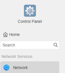 selecting the network tab in TOS control panel.