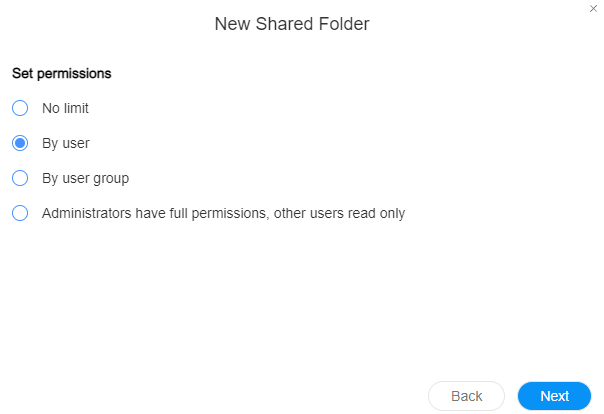how permissions are set for the new shared folder.