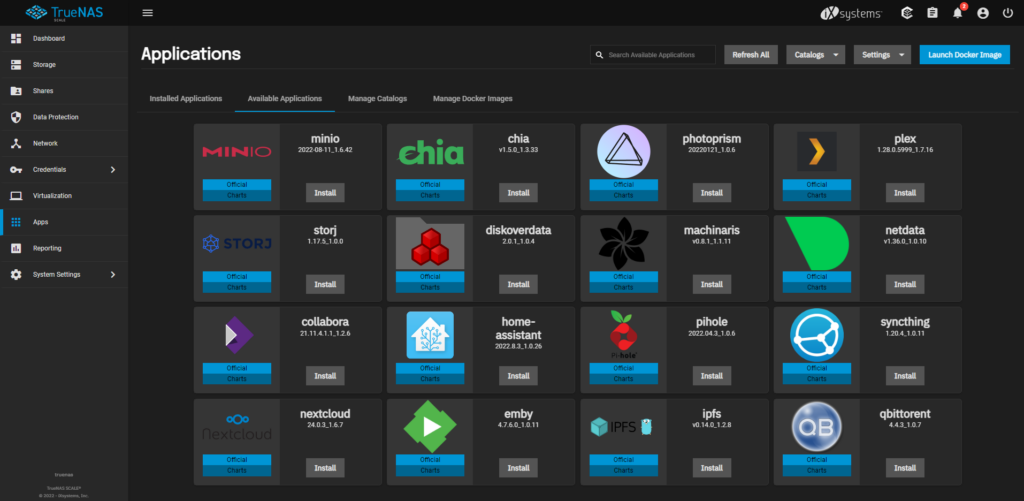 the applications that exist in truenas scale.