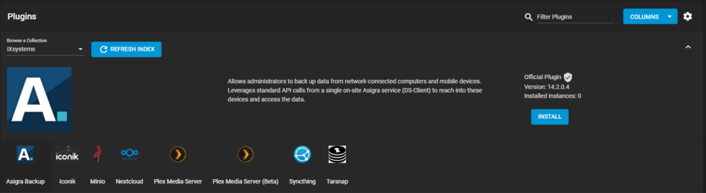 truenas core plugins.