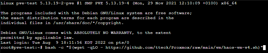 running the command above in the proxmox shell.