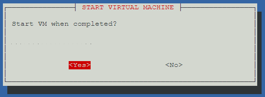 confirming the vm should start when completed.