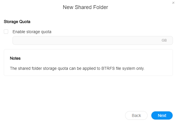 setting a storage quota for the shared folder.