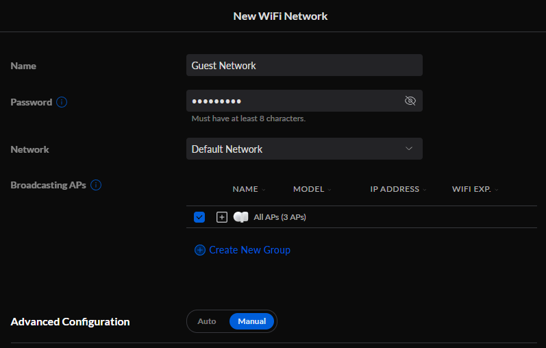adding a name and password in the unifi controller.