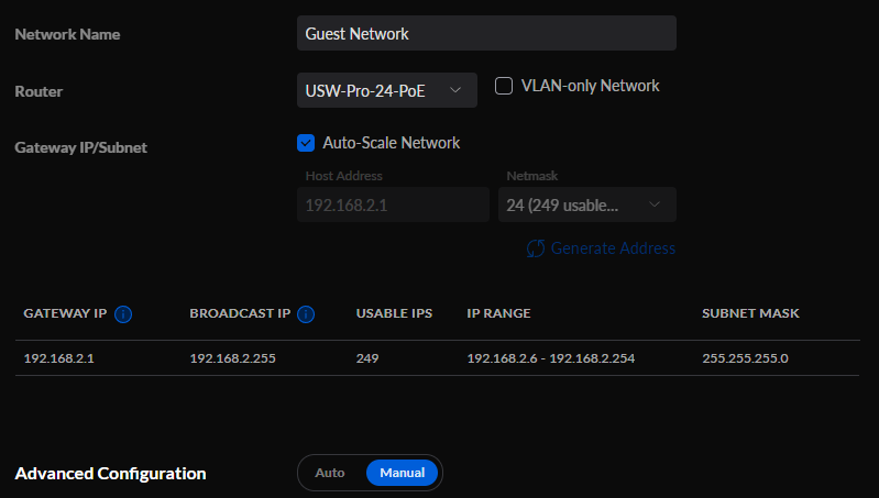 unchecking the auto-scale network in unifi.