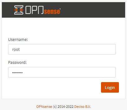 logging into opnsense.