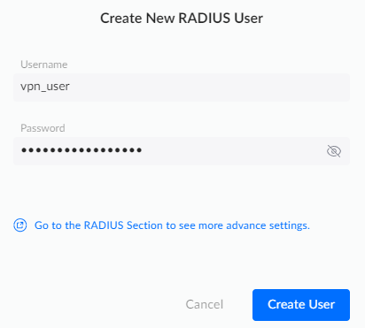 creating a vpn username and password.