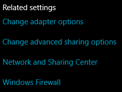 viewing the adapter options in windows 10.