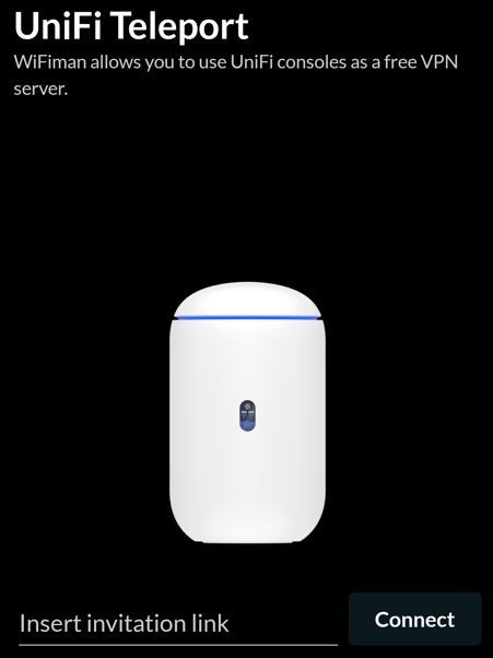 how to set up teleport vpn on unifi - installing the wifiman application and connecting with the invite link.