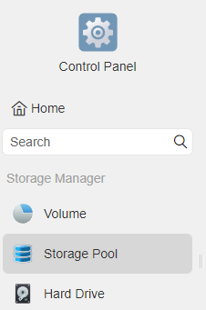 viewing the storage pool in TOS control panel.