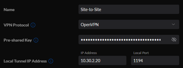 modifying the site to site settigns on the second network.