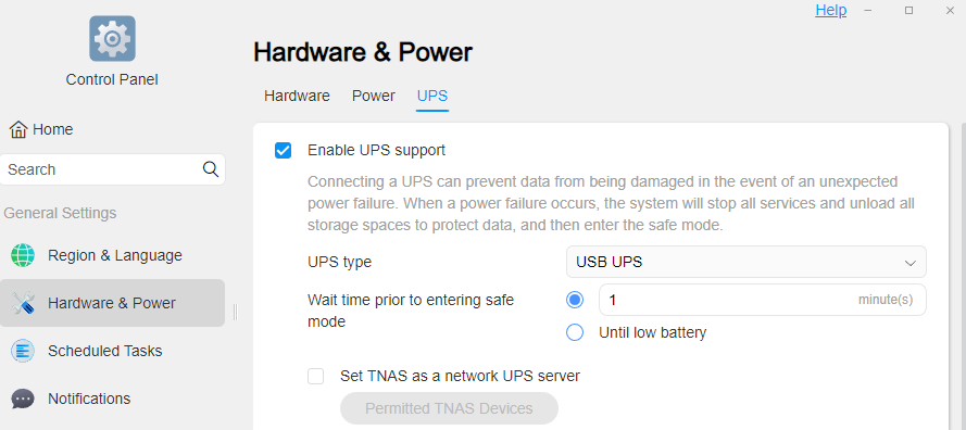 enabling UPS support in TOS.