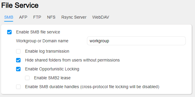 enabling SMB in TOS.