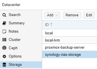 removing the storage if necessary in proxmox.