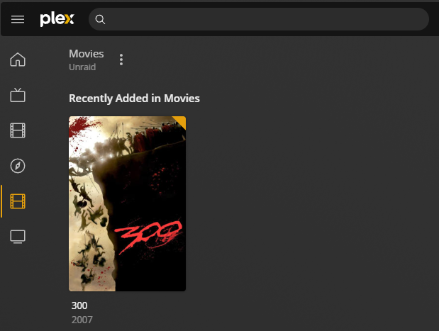 viewing the movie 300 crawled into plex successfully.