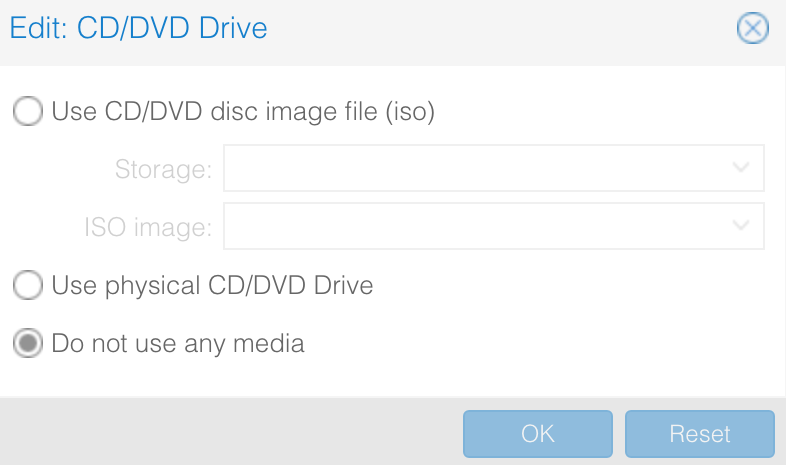 removing the iso image in proxmox.