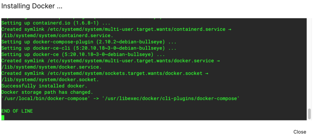 process of installing docker.