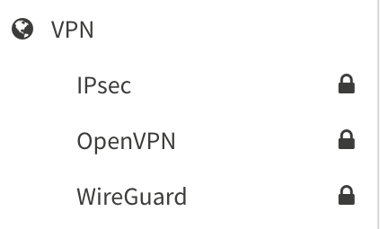 selecting the wireguard item in opnsense.