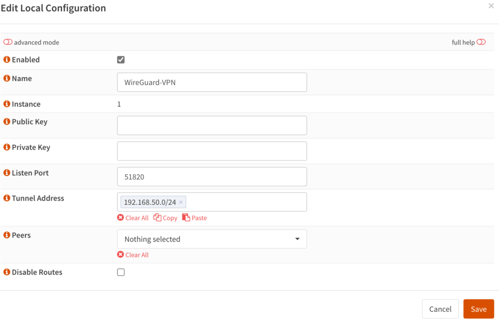 addinga  tunnel address and port for wireguard.