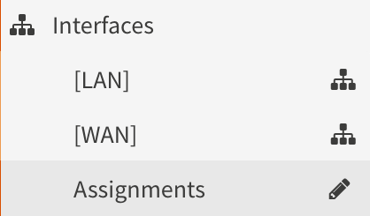 selecting the assignments tab in opnsense