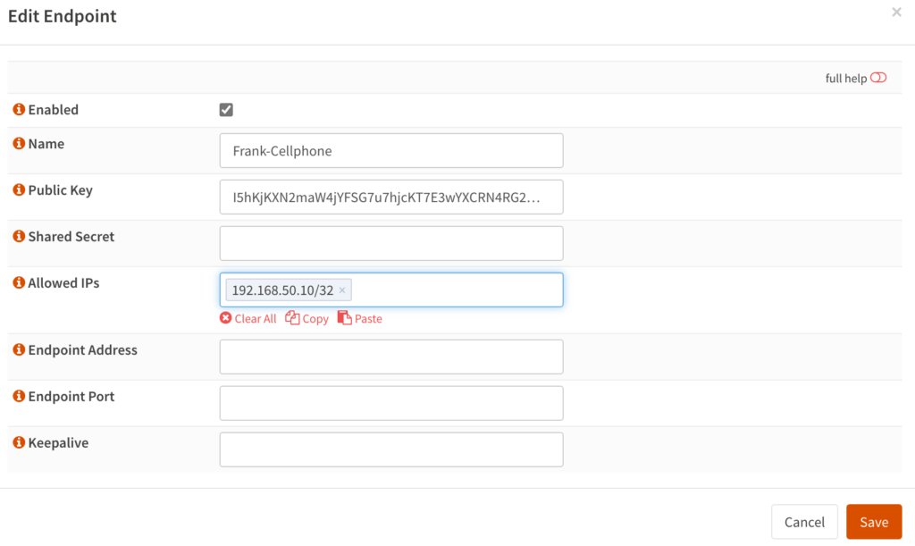 adding the settings for the new endpoint.