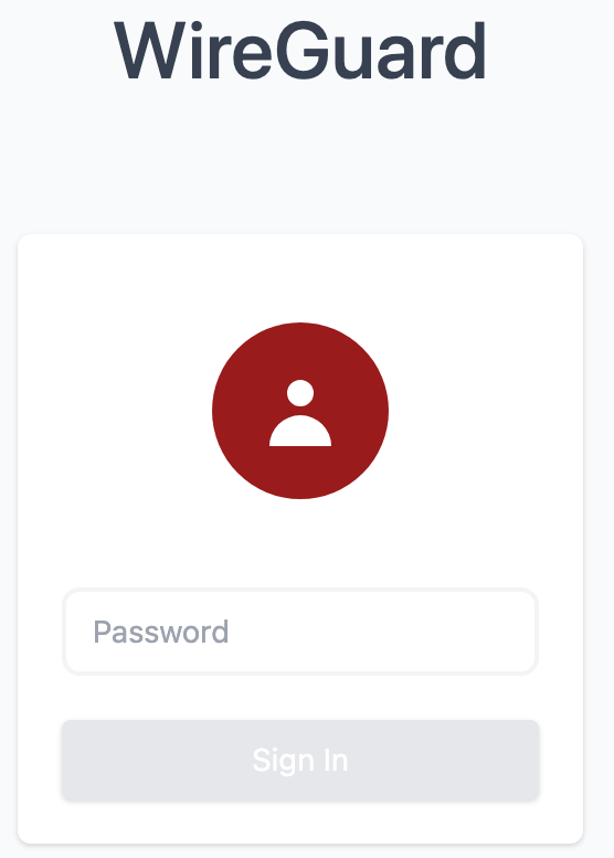logging in to wireguard with the password specified.
