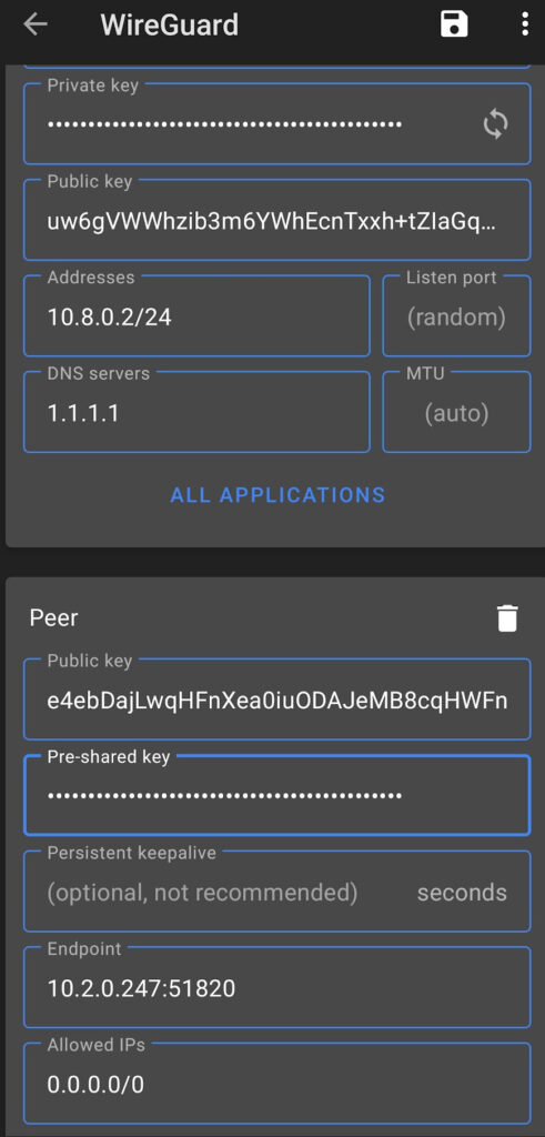 viewing an example configuration file for android.