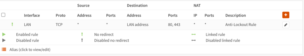 creating a new port forward rule in opnsense.