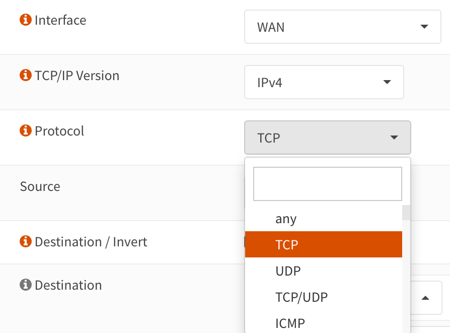 creating a TCP port forward rule for the WAN interface.