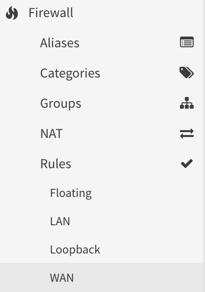 accessing the WAN firewall rules.